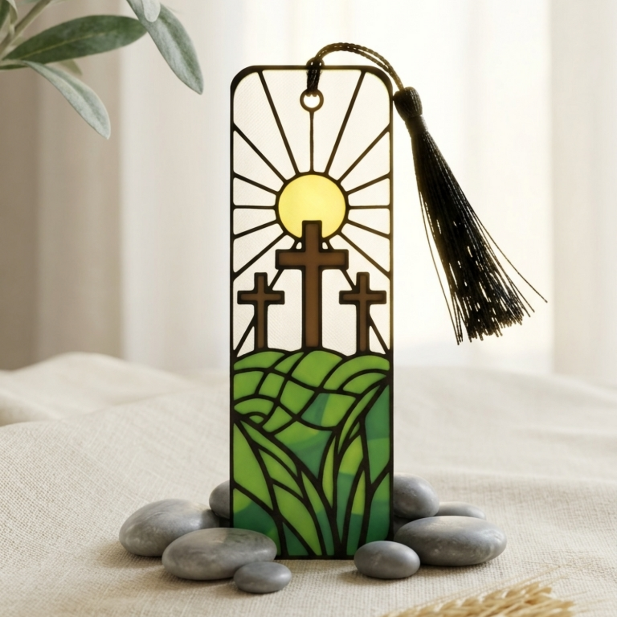 Calvary Bookmark | Bible Study Gift | Stained Glass Style Art