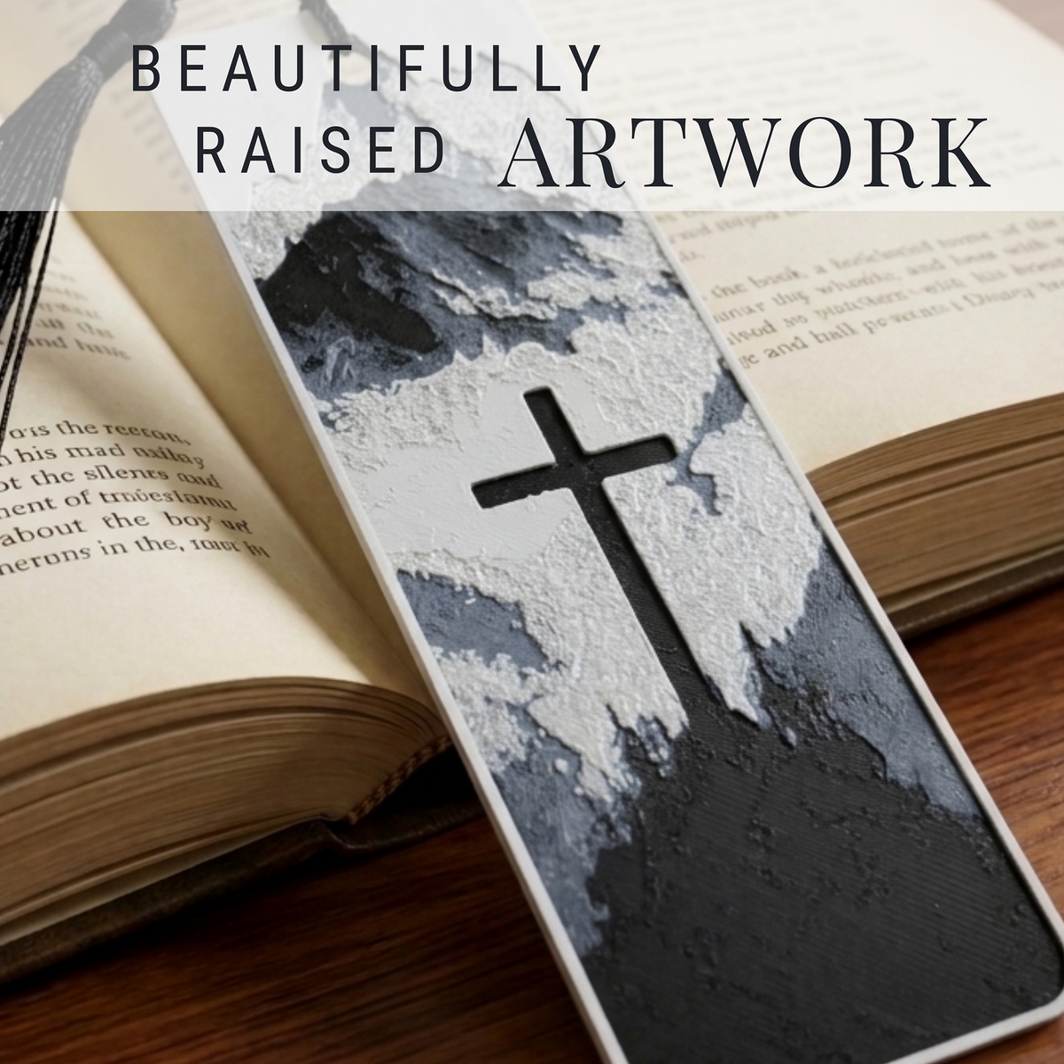 Mountain Cross Bookmark | Faith Gift for Book Lovers | Textured Christian Art