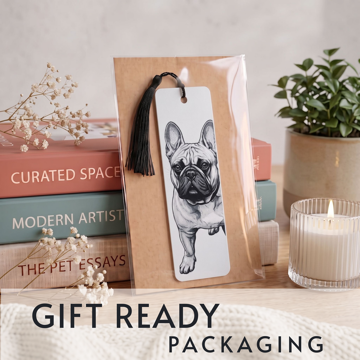 French Bulldog Bookmark | Dog Lover Gift | Textured Artwork