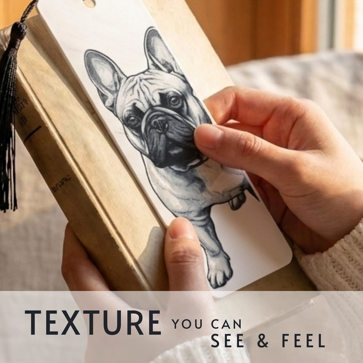 French Bulldog Bookmark | Dog Lover Gift | Textured Artwork
