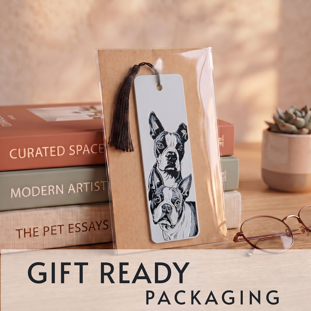 Boston Terrier Dog Bookmark | Dog Lover Gift | Textured Artwork