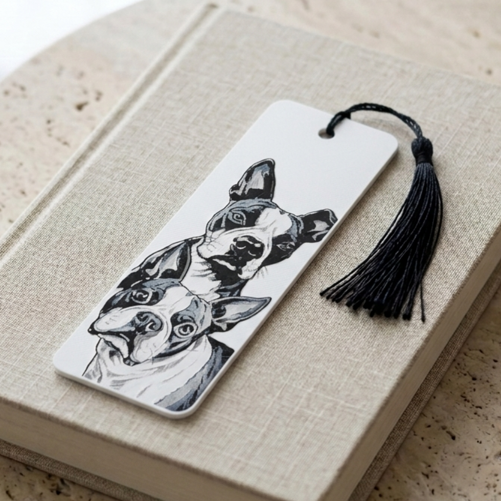 Boston Terrier Dog Bookmark | Dog Lover Gift | Textured Artwork