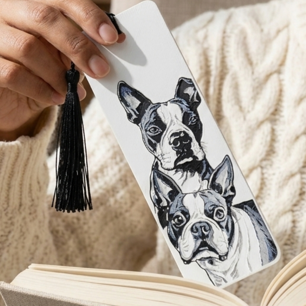 Boston Terrier Dog Bookmark | Dog Lover Gift | Textured Artwork