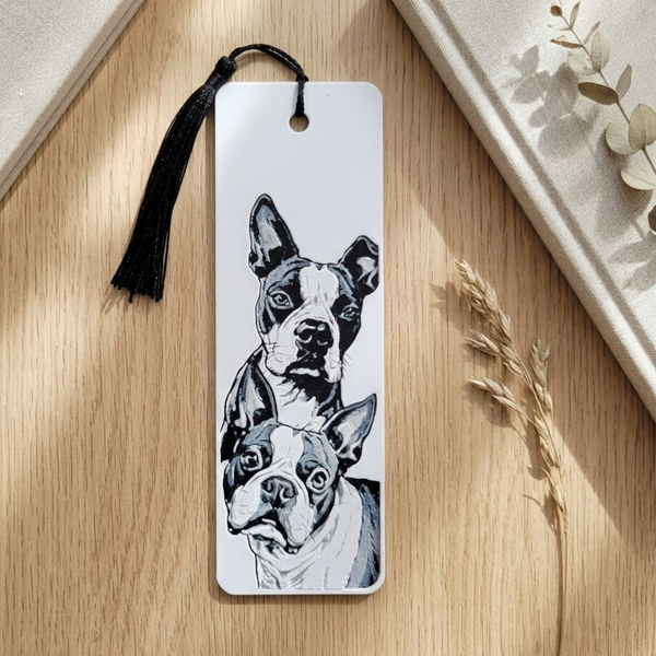 Boston Terrier Dog Bookmark | Dog Lover Gift | Textured Artwork