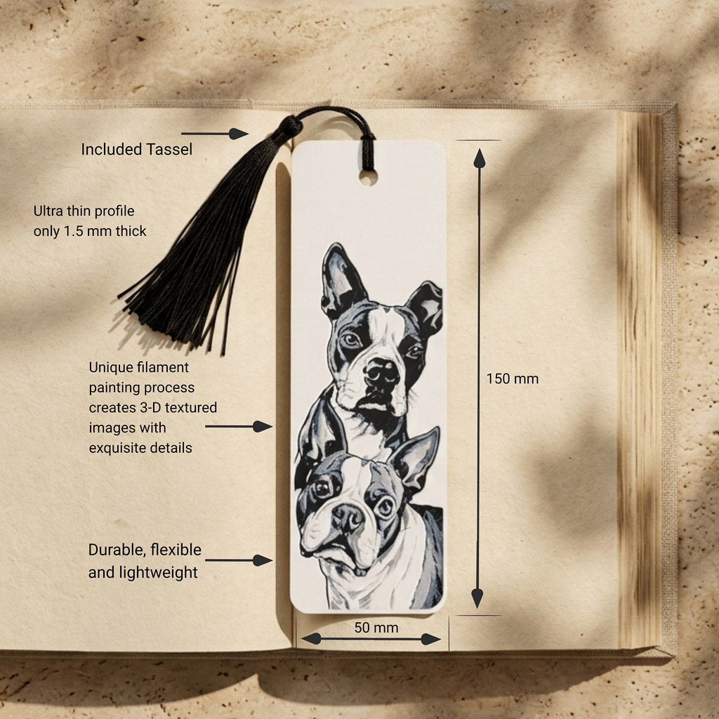 Boston Terrier Dog Bookmark | Dog Lover Gift | Textured Artwork