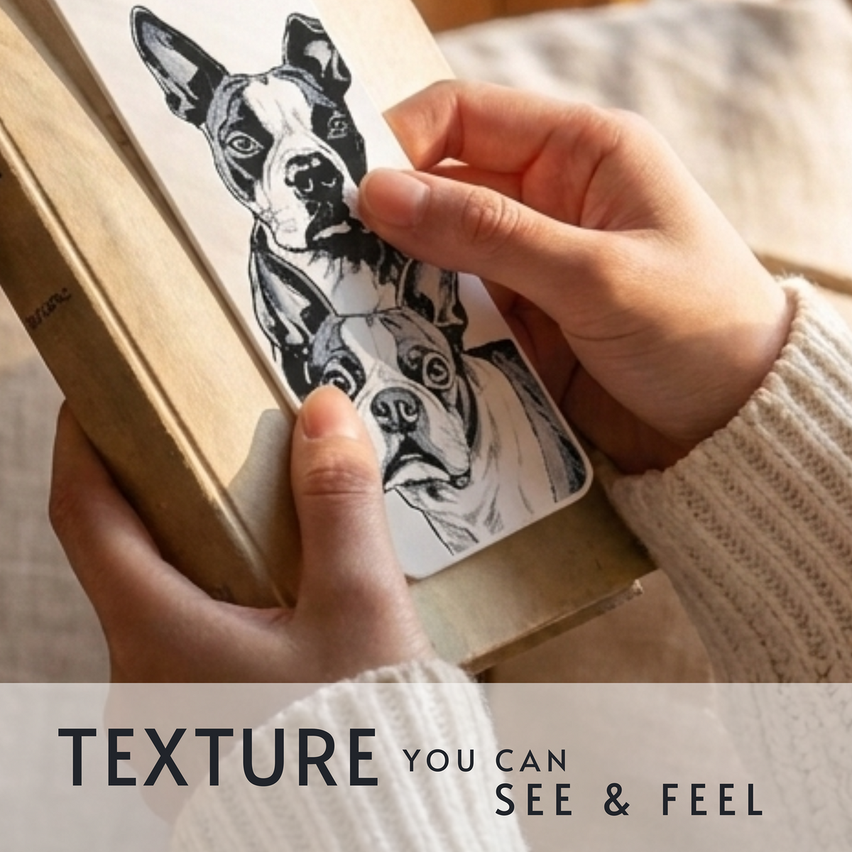 Boston Terrier Dog Bookmark | Dog Lover Gift | Textured Artwork
