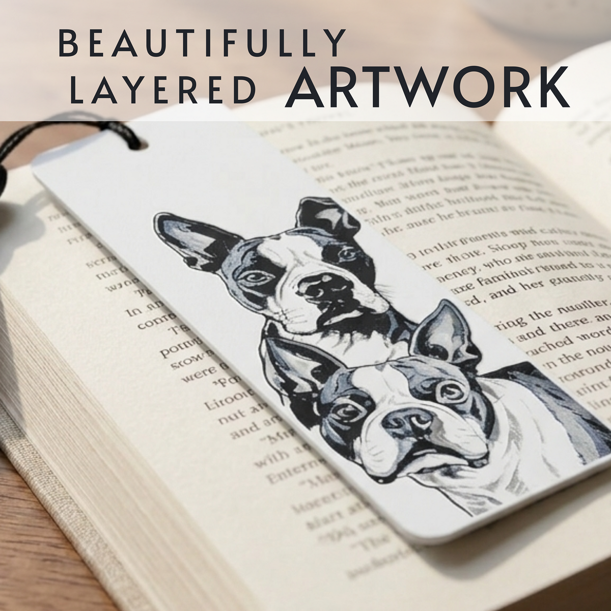 Boston Terrier Dog Bookmark | Dog Lover Gift | Textured Artwork