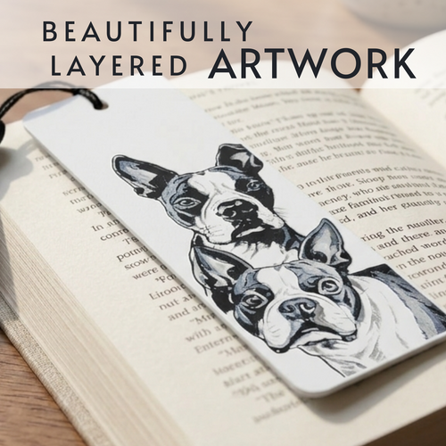 Boston Terrier Dog Bookmark | Dog Lover Gift | Textured Artwork