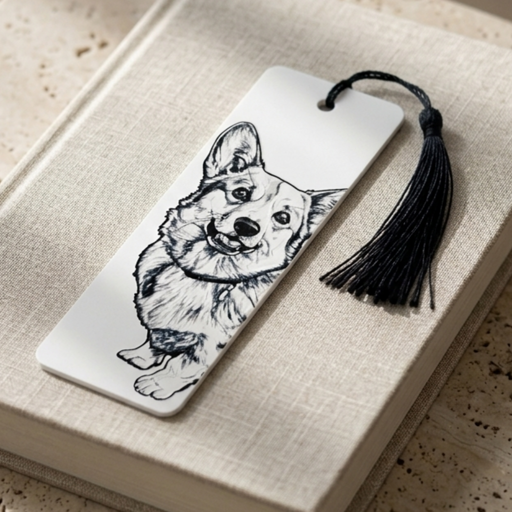 Corgi Dog Bookmark | Dog Lover Gift | Textured Artwork
