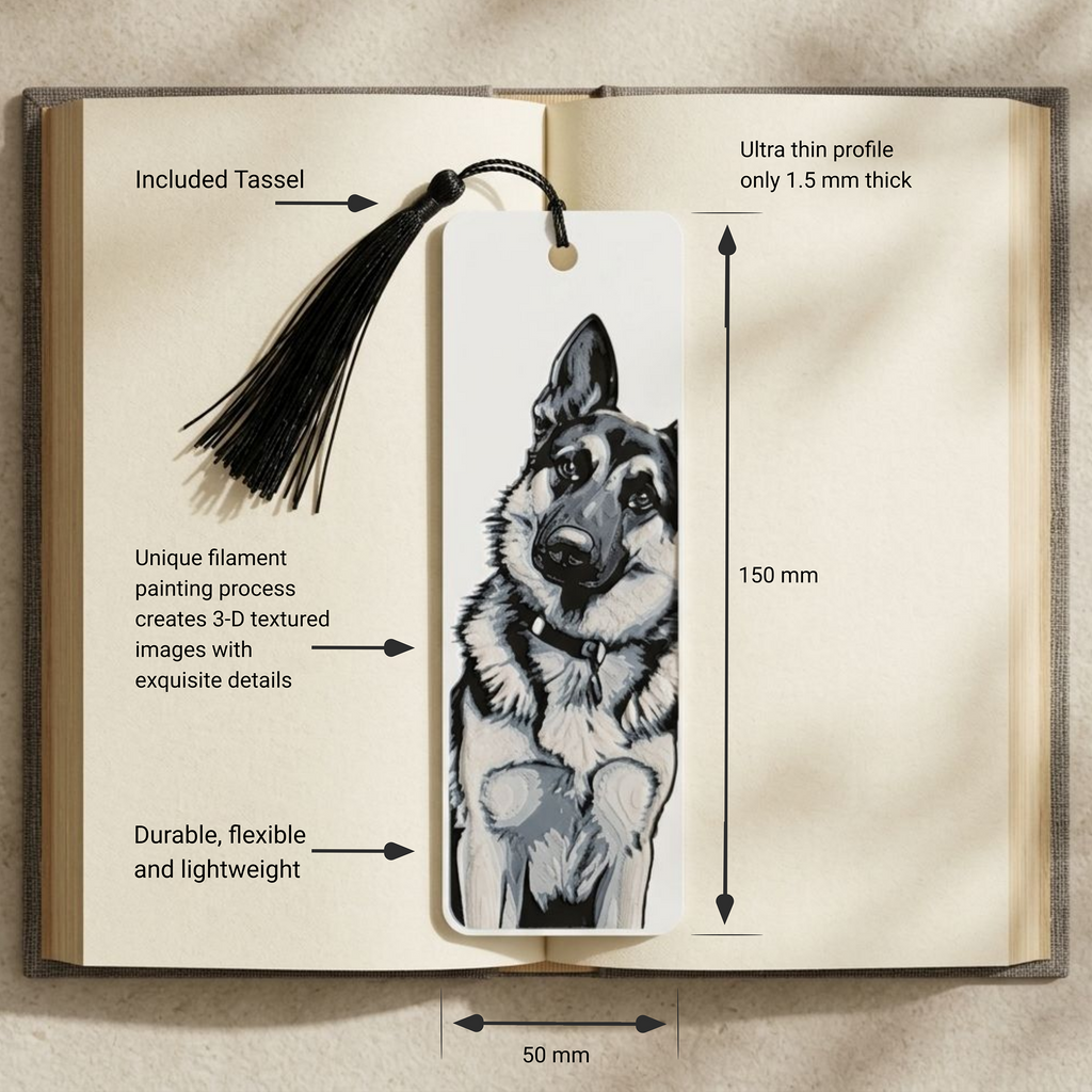 German Shepherd Dog Bookmark | Dog Lover Gift | Textured Artwork