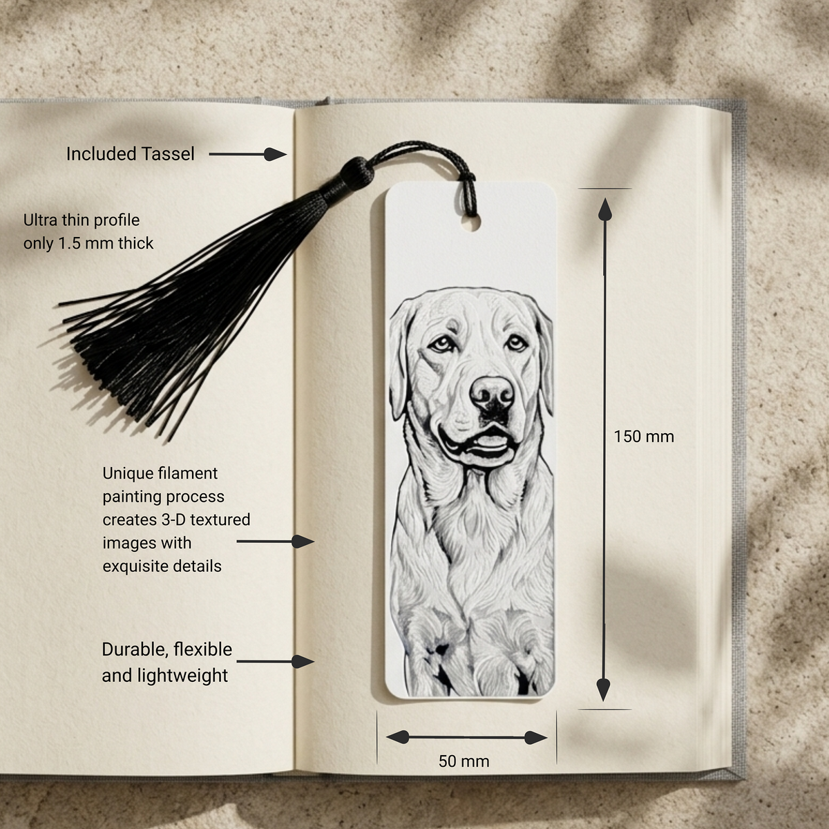 Labrador Retriever Dog Bookmark | Dog Lover Gift | Textured Artwork