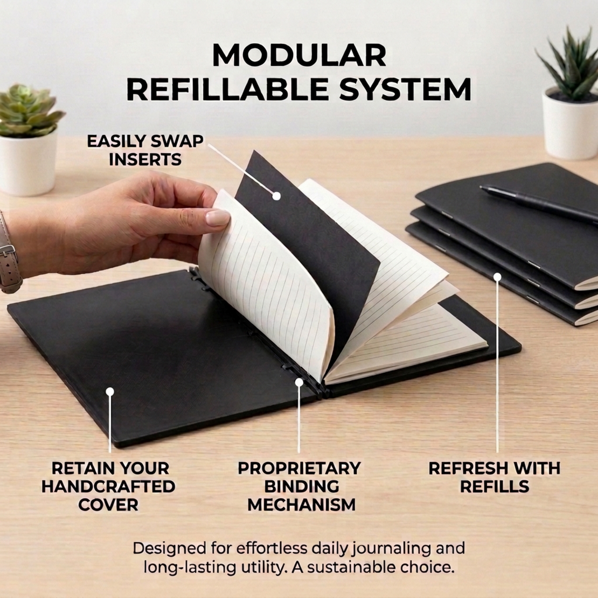 Premium Refillable Journal | Textured Art Cover | Functional Desk Decor Gift