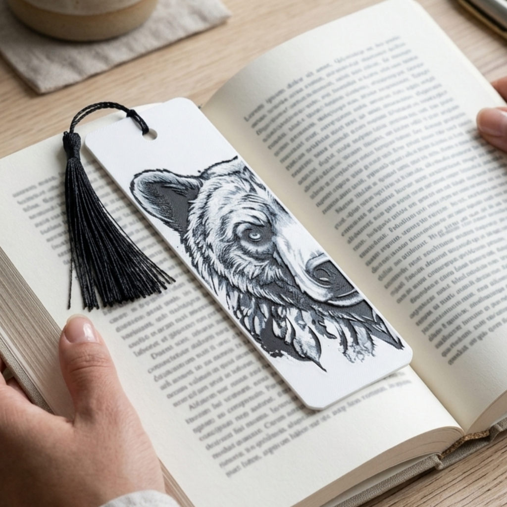 Bold Bear Bookmark | Nature Lover Gift | Textured Artwork
