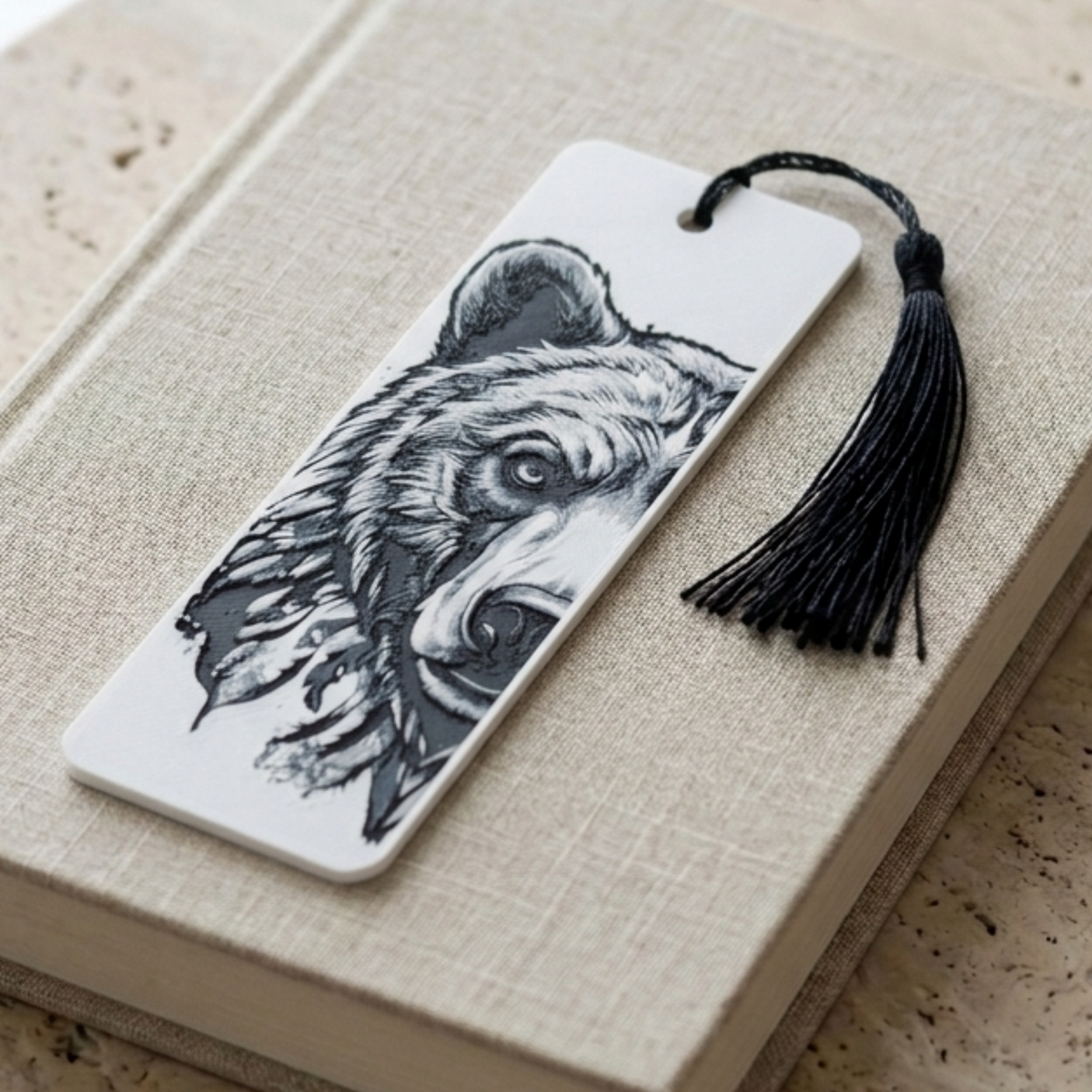 Bold Bear Bookmark | Nature Lover Gift | Textured Artwork