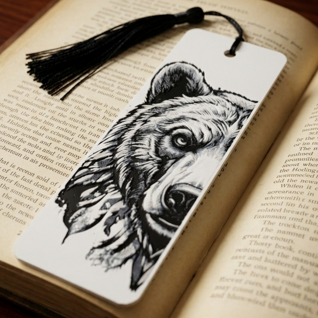 Bold Bear Bookmark | Nature Lover Gift | Textured Artwork