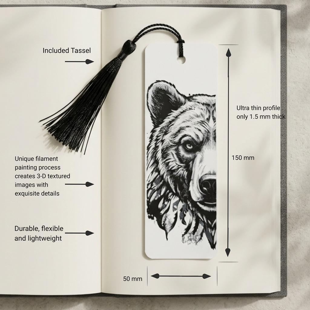 Bold Bear Bookmark | Nature Lover Gift | Textured Artwork