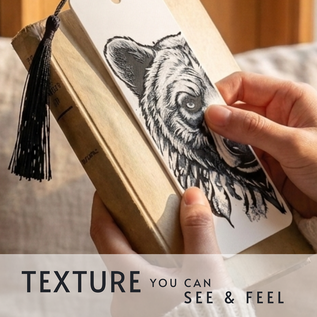 Bold Bear Bookmark | Nature Lover Gift | Textured Artwork