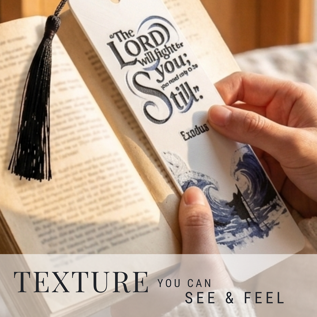Moses Parting the Sea Bookmark | Christian Gift | Textured Scripture Artwork | Exodus 14:14 Bible Verse
