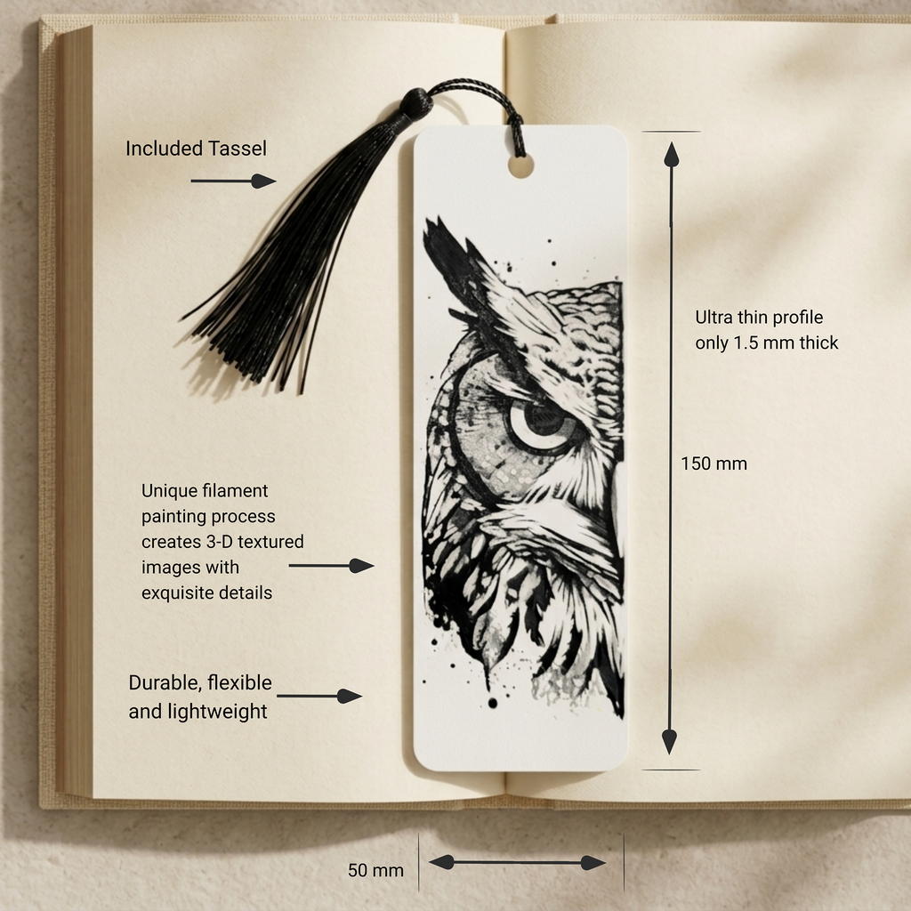 Wise Owl Bookmark | Nature Lover Gift | Textured Artwork