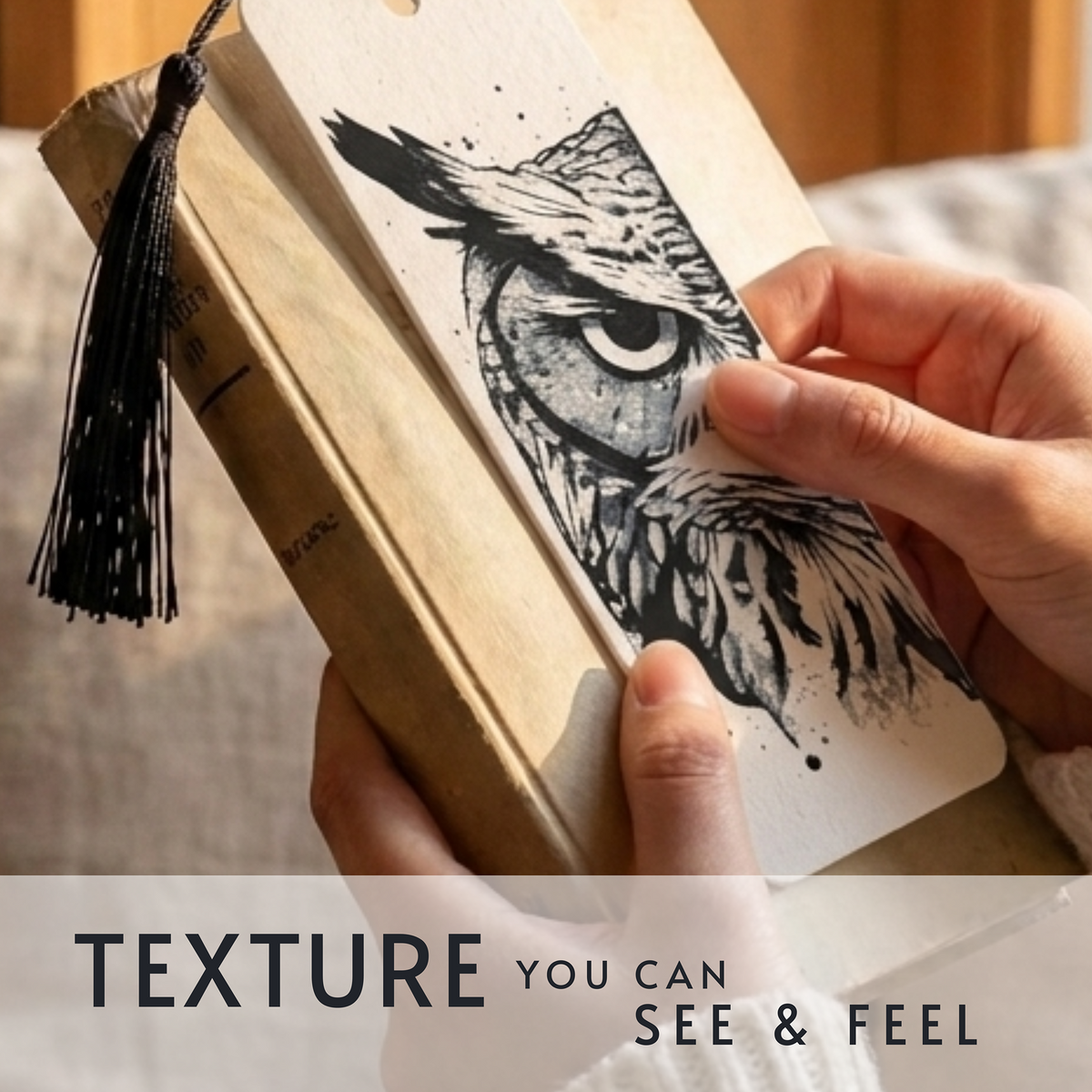 Wise Owl Bookmark | Nature Lover Gift | Textured Artwork
