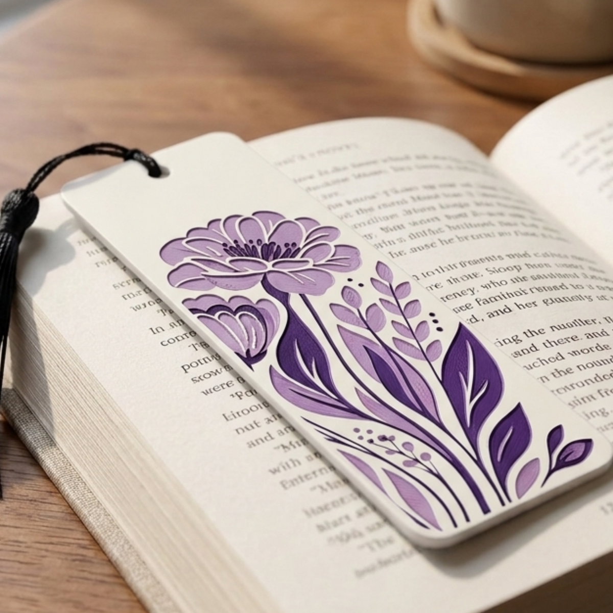 Purple Peony Bookmark | Nature Lover Gift | Textured Artwork