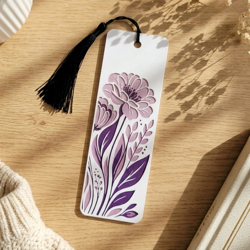 Purple Peony Bookmark | Nature Lover Gift | Textured Artwork