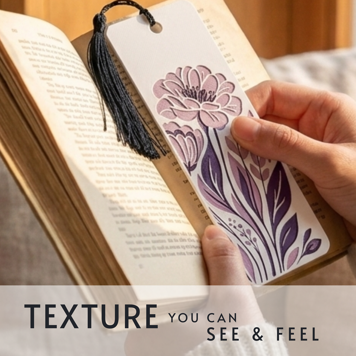 Purple Peony Bookmark | Nature Lover Gift | Textured Artwork